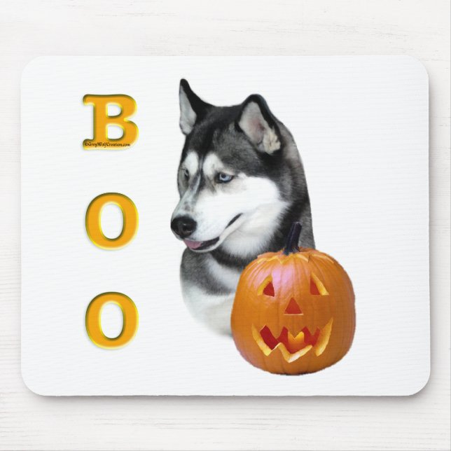 Siberian Husky (black) Boo Mouse Mat (Front)