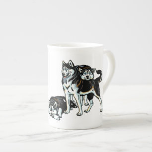 siberian husky bone china mug