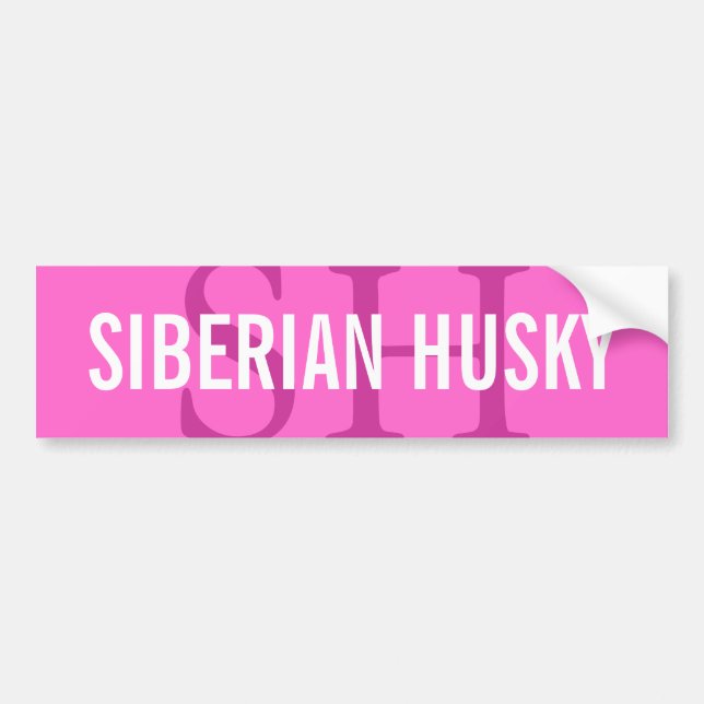 Siberian Husky Breed Monogram Design Bumper Sticker (Front)