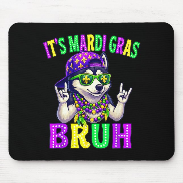 Siberian Husky Bruh Mardi Gras Boys Girls Carnival Mouse Mat (Front)
