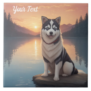 Siberian Husky by Lake Tile
