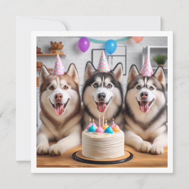 Siberian Husky card, Husky card, dog birthday  Invitation (Front)
