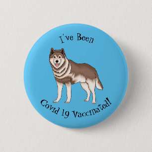 Siberian husky cartoon illustration 6 cm round badge
