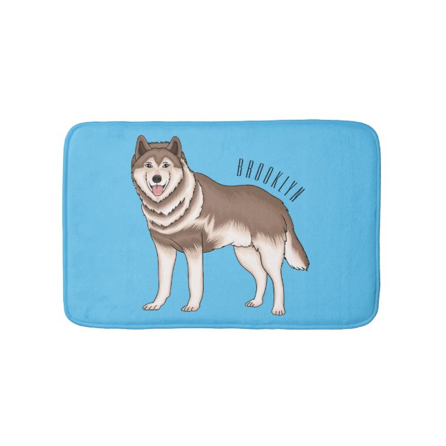 Siberian husky cartoon illustration  bath mat (Front)