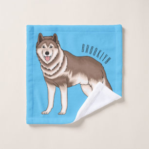 Siberian husky cartoon illustration bath towel set
