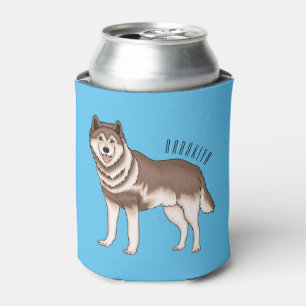 Siberian husky cartoon illustration  can cooler