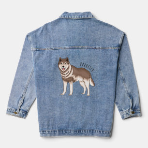 Siberian husky cartoon illustration denim jacket