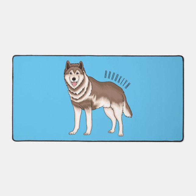 Siberian husky cartoon illustration desk mat (Front)