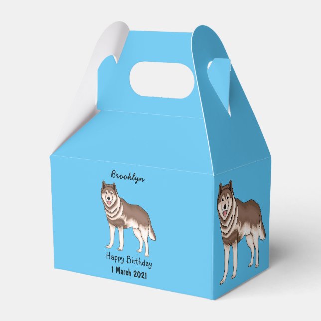 Siberian husky cartoon illustration favour box (Front Side)