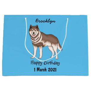 Siberian husky cartoon illustration large gift bag