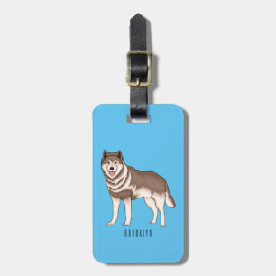 Siberian husky cartoon illustration luggage tag