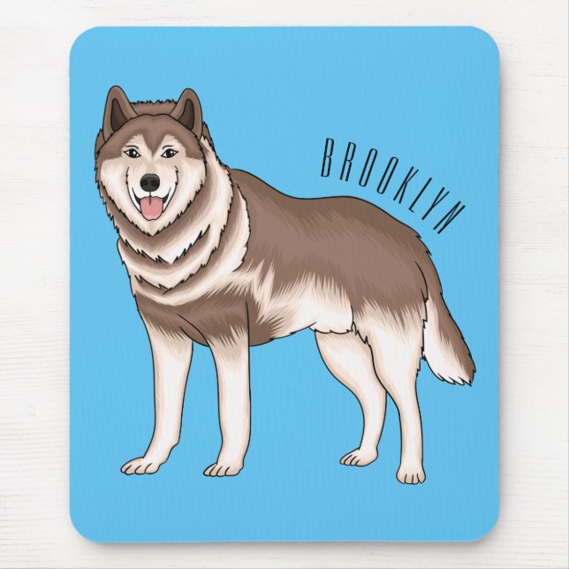 Siberian husky cartoon illustration mouse mat (Front)