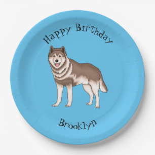 Siberian husky cartoon illustration  paper plate