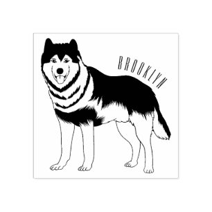 Siberian husky cartoon illustration rubber stamp
