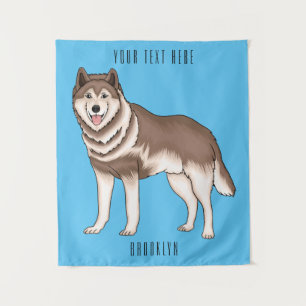 Siberian husky cartoon illustration tapestry