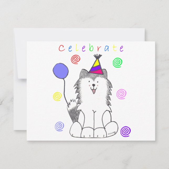 Siberian Husky Celebrate Invitation (Front)
