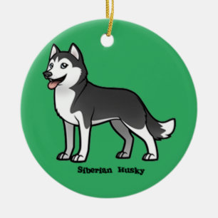 Siberian Husky Ceramic Tree Decoration