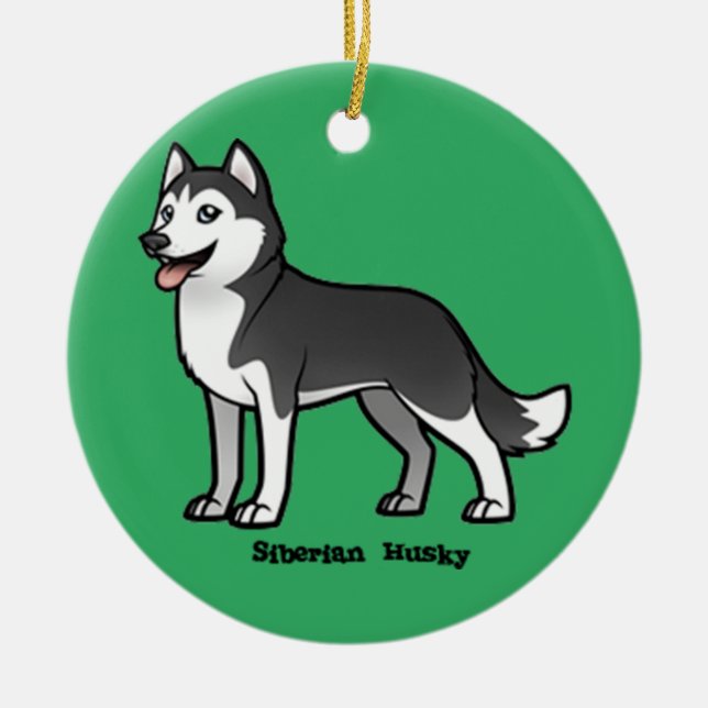 Siberian Husky Ceramic Tree Decoration (Front)
