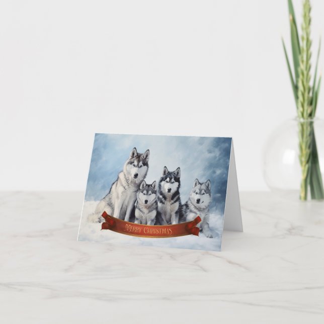 Siberian Husky Christmas Card (Front)