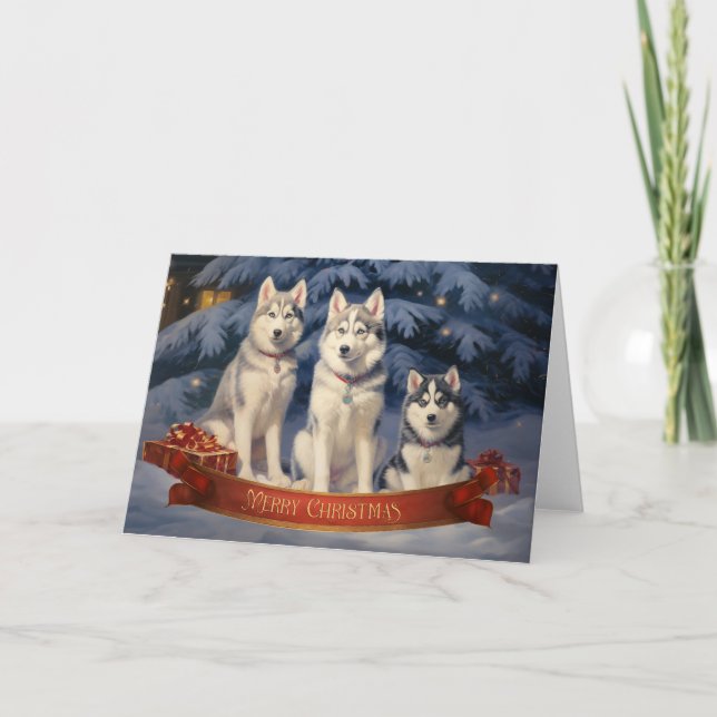 Siberian Husky Christmas Card 2 (Front)