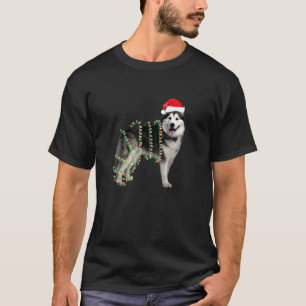 Siberian Husky Christmas Costume Santa Hat Xmas Li T-Shirt
