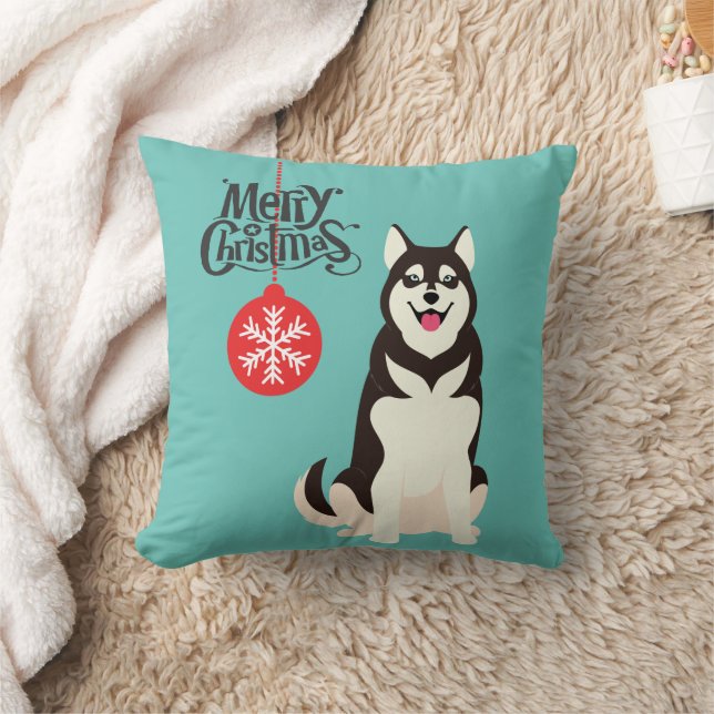 Siberian Husky Christmas  Cushion (Blanket)