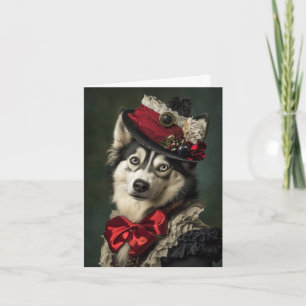 Siberian Husky Christmas Elegant Victorian Dog Holiday Card