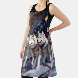 Siberian Husky Christmas Festive Season  Apron