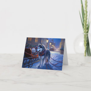 Siberian Husky Christmas Festive Season Card