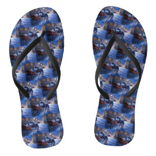 Siberian Husky Christmas Festive Season Flip Flops