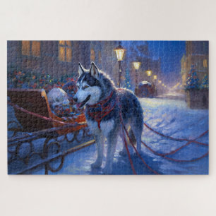 Siberian Husky Christmas Festive Season Jigsaw Puzzle