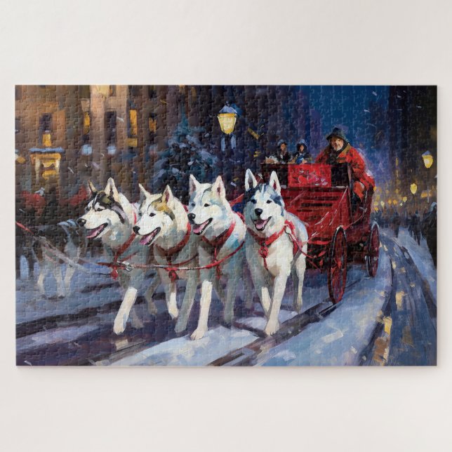 Siberian Husky Christmas Festive Season  Jigsaw Puzzle (Horizontal)