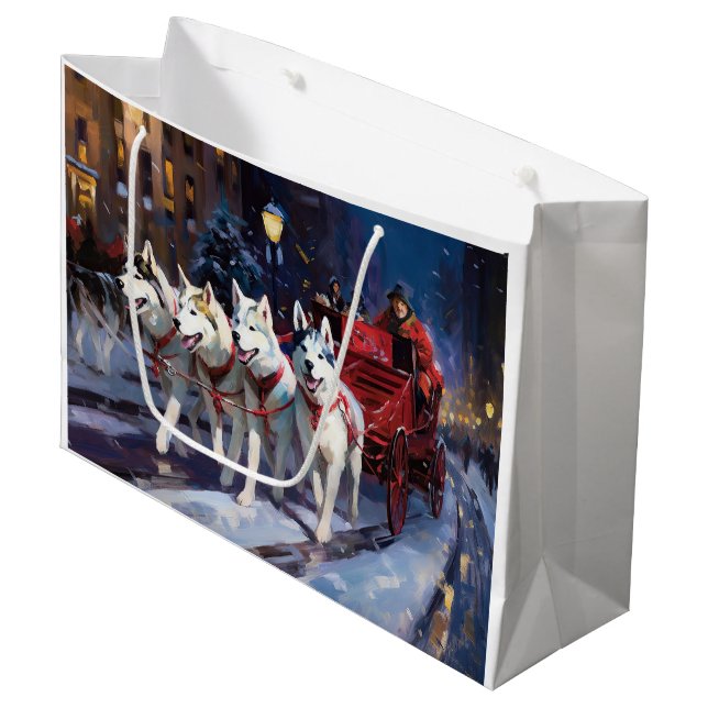 Siberian Husky Christmas Festive Season  Large Gift Bag (Front Angled)