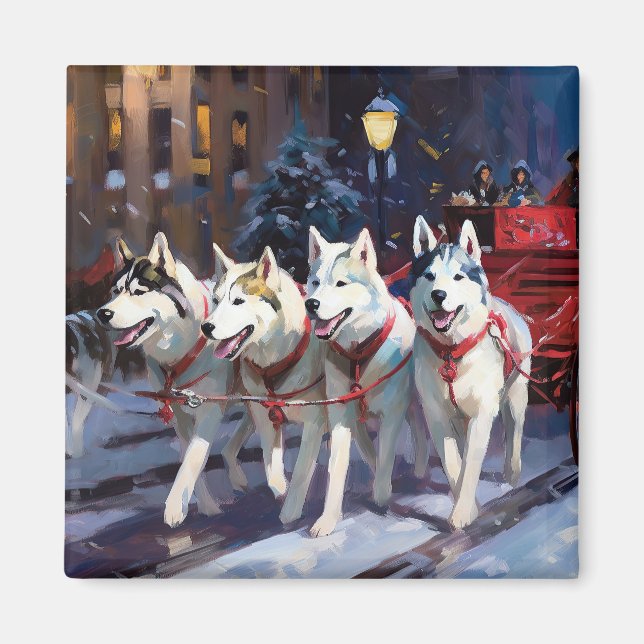 Siberian Husky Christmas Festive Season  Magnet (Front)