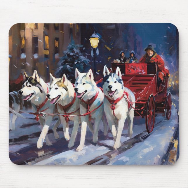 Siberian Husky Christmas Festive Season  Mouse Mat (Front)