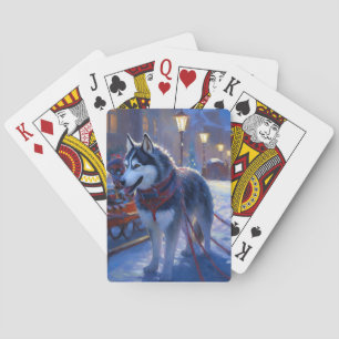 Siberian Husky Christmas Festive Season Playing Cards