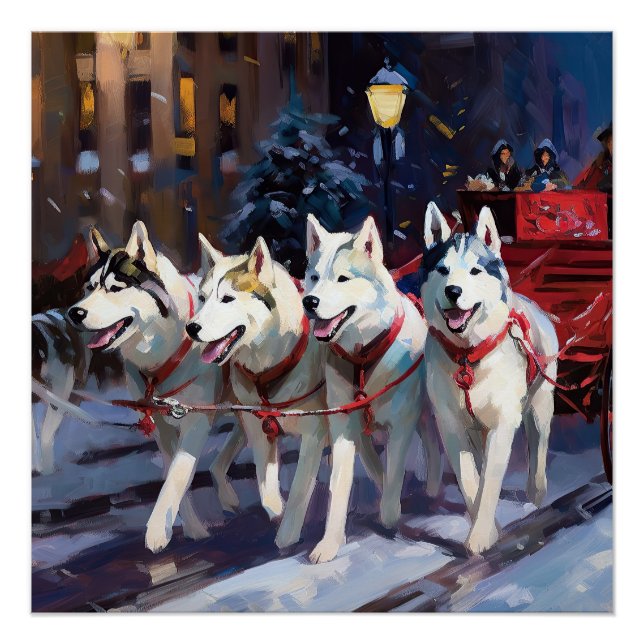 Siberian Husky Christmas Festive Season  Poster (Front)