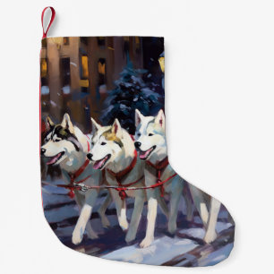 Siberian Husky Christmas Festive Season  Small Christmas Stocking