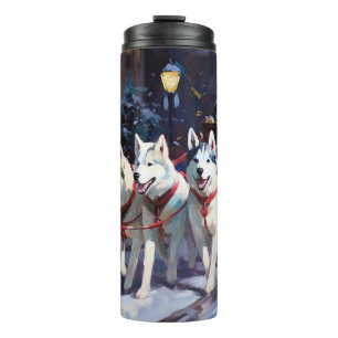 Siberian Husky Christmas Festive Season  Thermal Tumbler