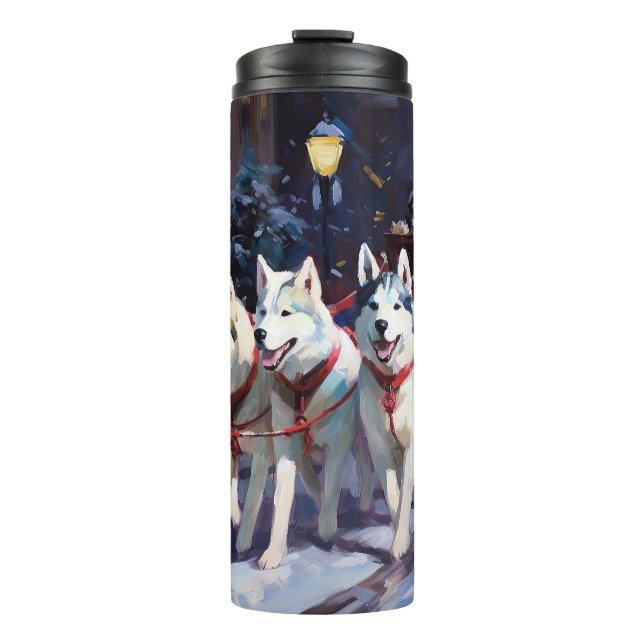 Siberian Husky Christmas Festive Season  Thermal Tumbler (Front)