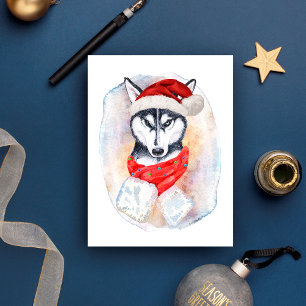 Siberian Husky Christmas Gifts For Dogs Lovers Holiday Postcard