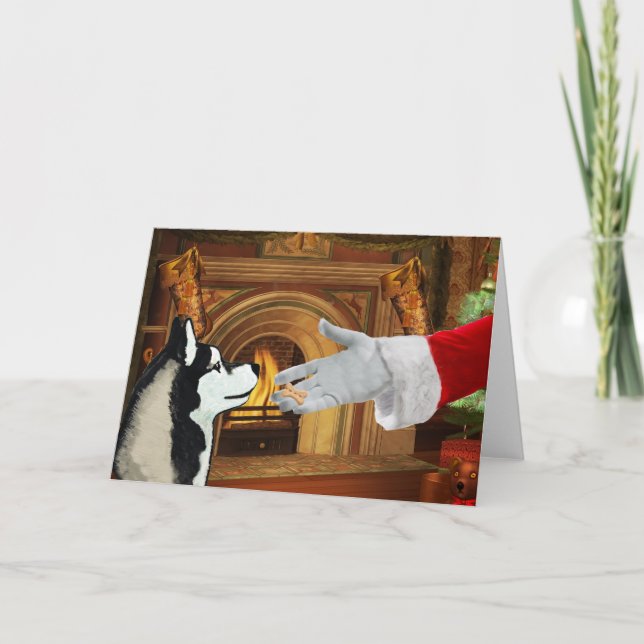 Siberian Husky Christmas Holiday Card (Front)