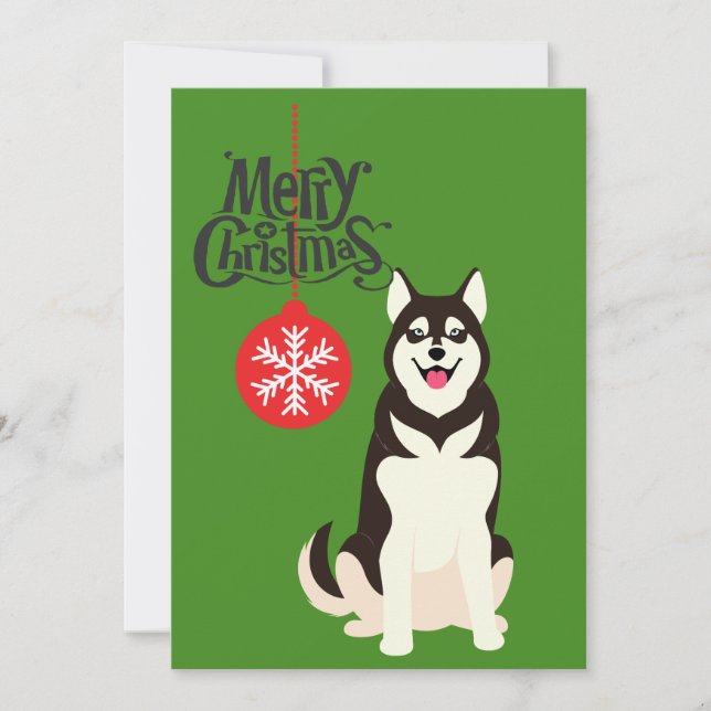 Siberian Husky Christmas Holiday Card (Front)