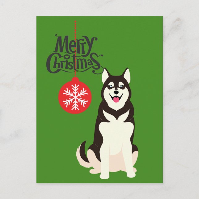 Siberian Husky Christmas Holiday Postcard (Front)