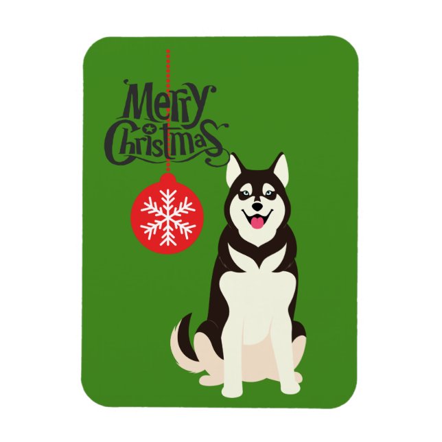 Siberian Husky Christmas Magnet (Vertical)