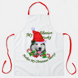 Siberian Husky Christmas Merry Apron