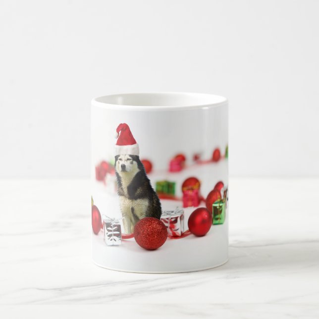 Siberian Husky Christmas Ornament Gift Box Mug (Center)
