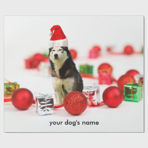 Siberian Husky Christmas Ornament wrapping paper