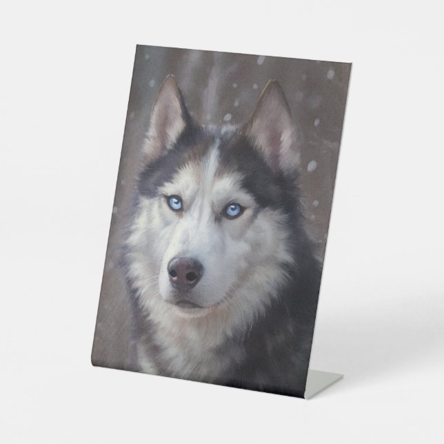Siberian Husky Christmas Pedestal Sign (Front)