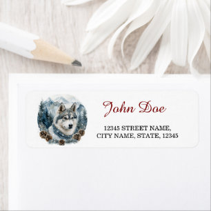 Siberian Husky Christmas Return Address
